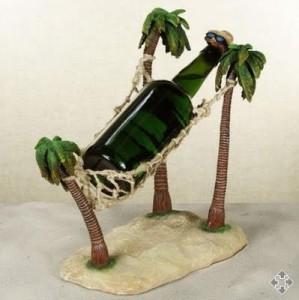 Palm tree hammock wine bottle holder